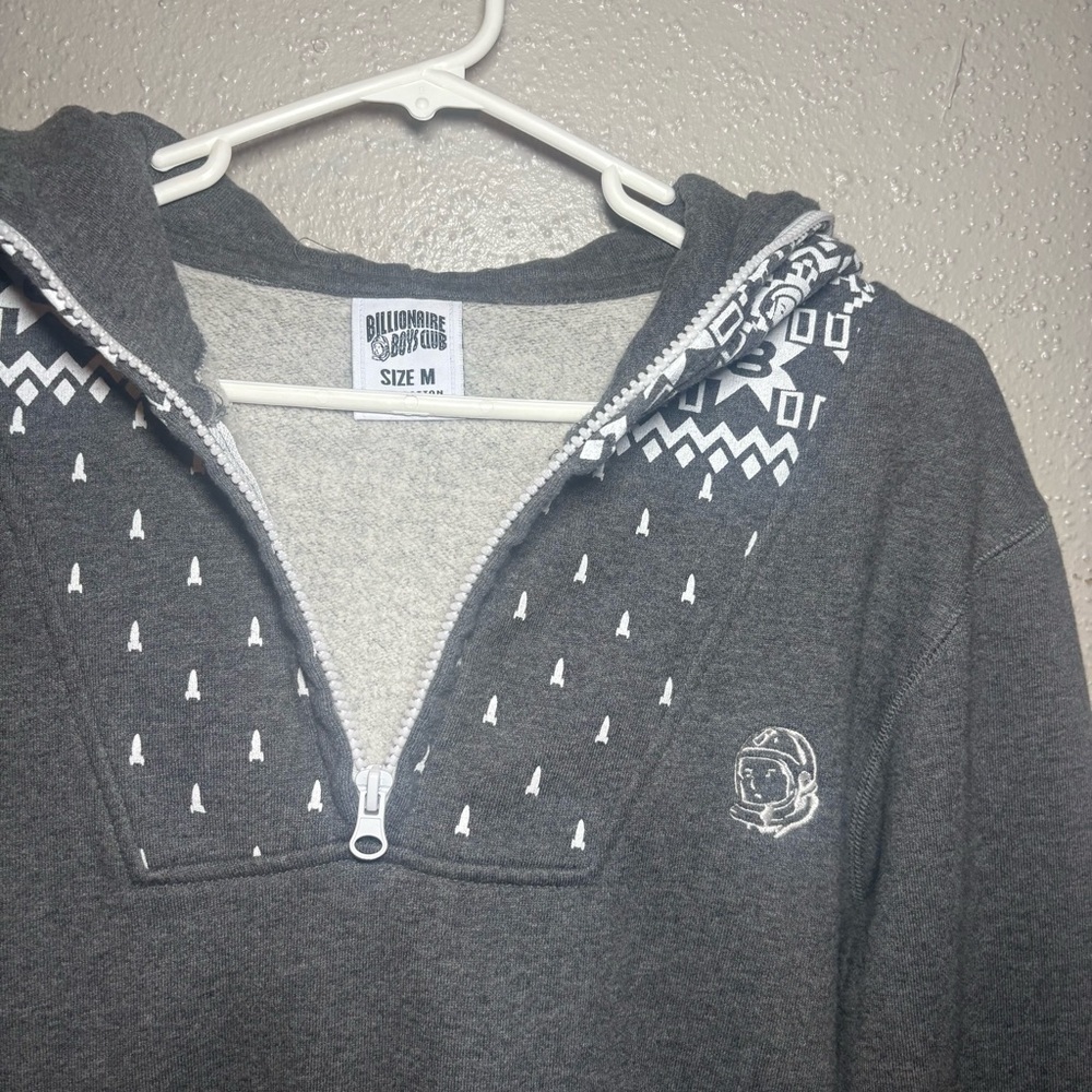 Billionaire Boys Club Zip Up Hoodie Gray Size Medium Mens BBC Gray Zull Zip 1/4 - Picture 2 of 3